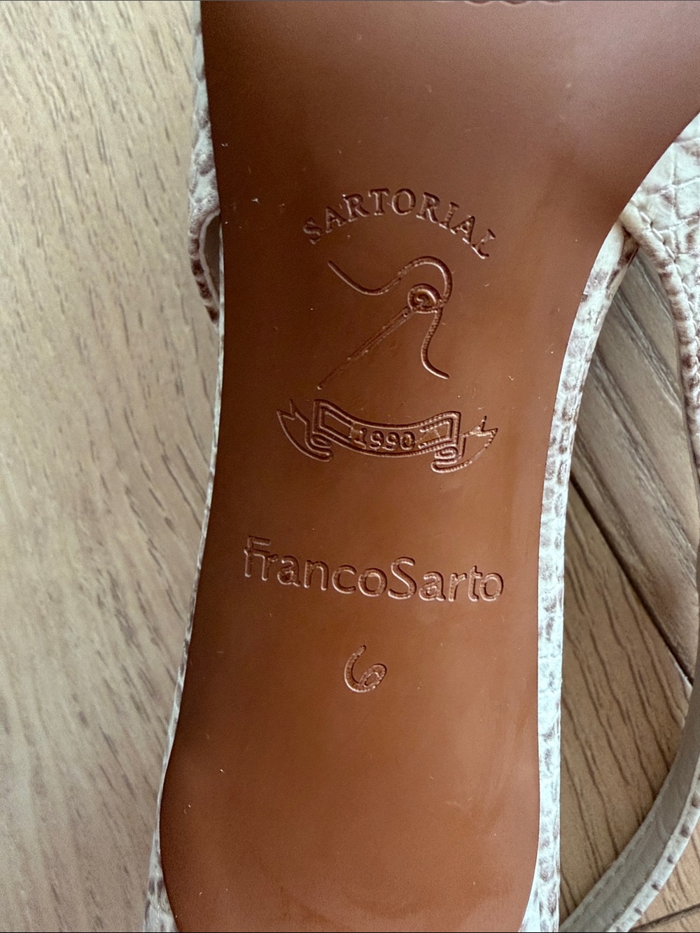 Franco Sarto Kate Pointed Slingback Kitten Heel in Cream Snake Print - Picture 8 of 8